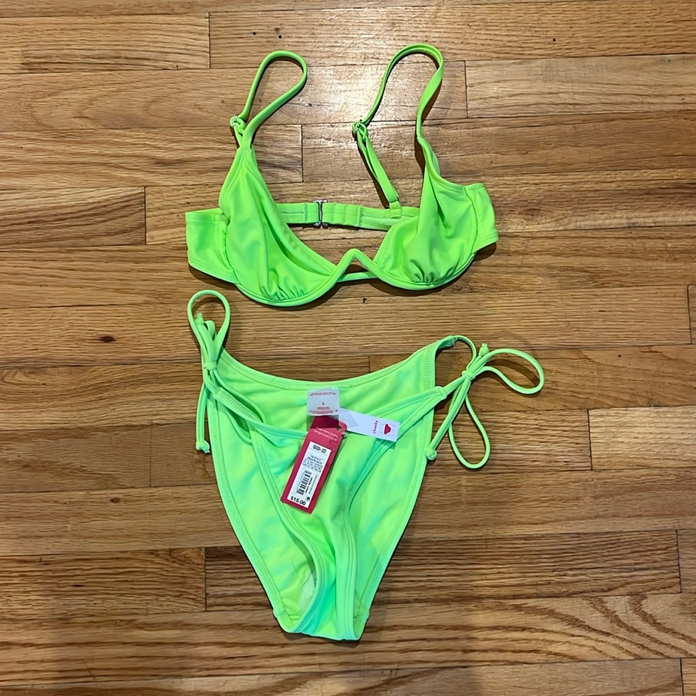 Neon Green 2 piece Bathing Suit